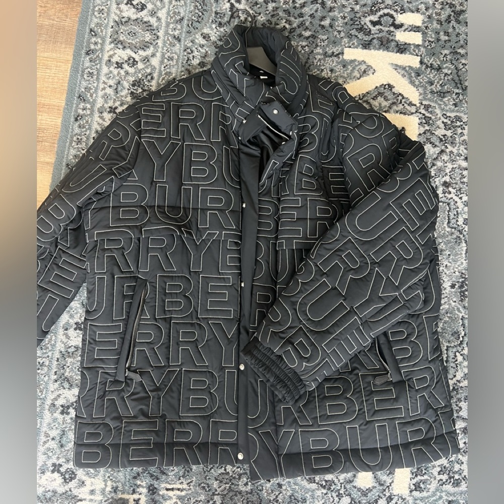 Black Burberry mens logo jacket